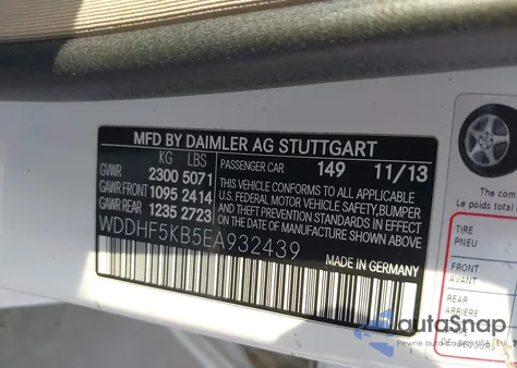 2014 Mercedes-Benz E 350 from USA, damaged, VIN WDDHF5KB5EA932439